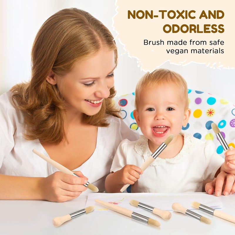 Sinload 8 Pcs Watercolor Paint Brushes for Kid Baby Toddler Jumbo Brushes with Chubby Wood Handles Easy to Grip Round Paintbrushes Non Toxic Vegan Bristles for Painting Art Supplies Craft Projects - Image 4